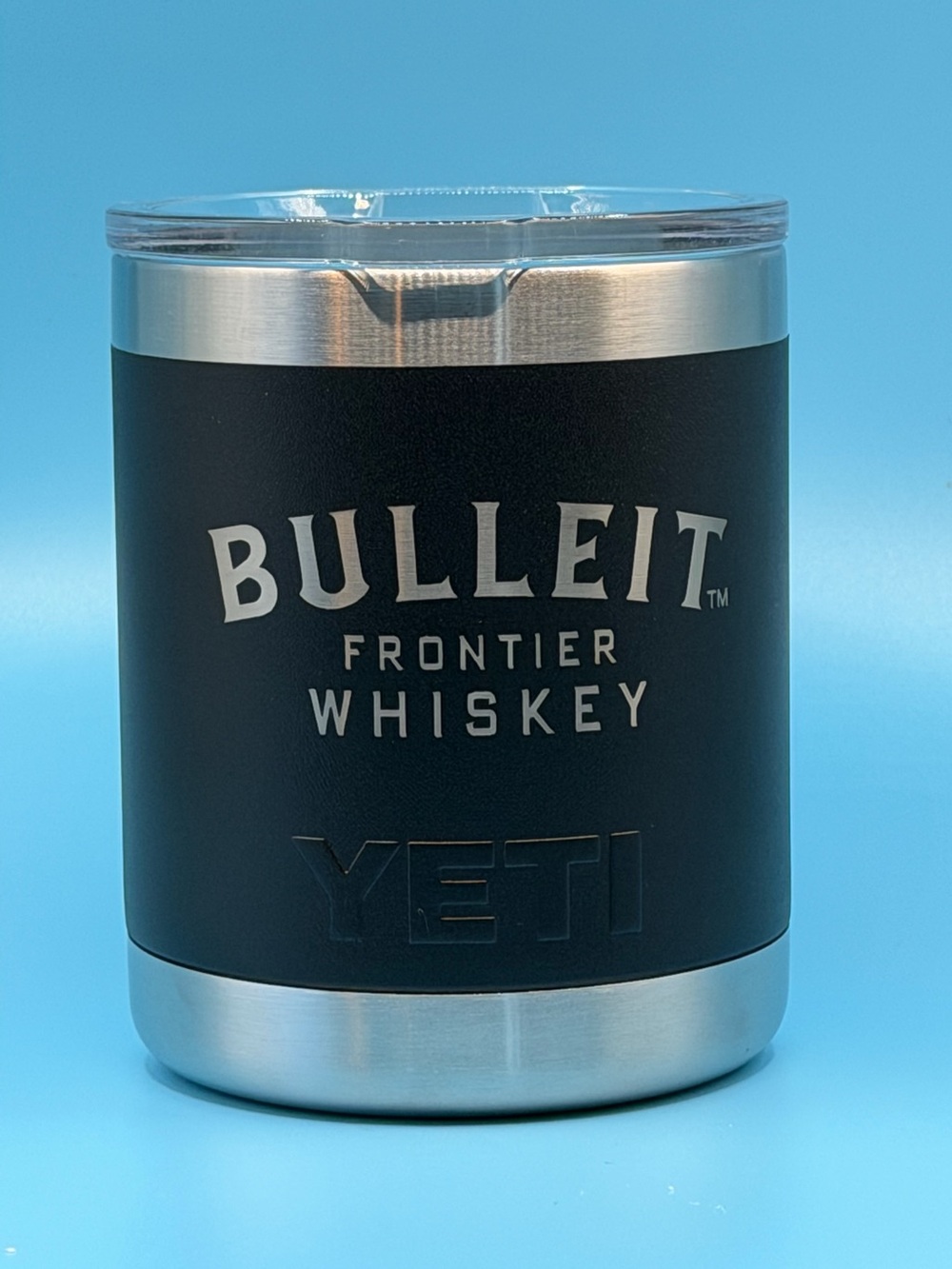 Yeti Bulleit Frontier Whiskey Lowball 10 oz Stainless Steel Tumbler + Lid Ltd Ed